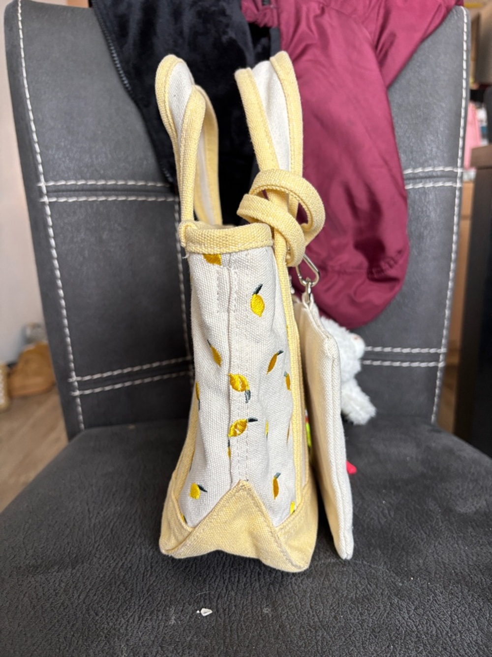 Madden Girl Lemon Butter Yellow Mini Canvas Tote w/ Crossbody Strap - Picture 4 of 7
